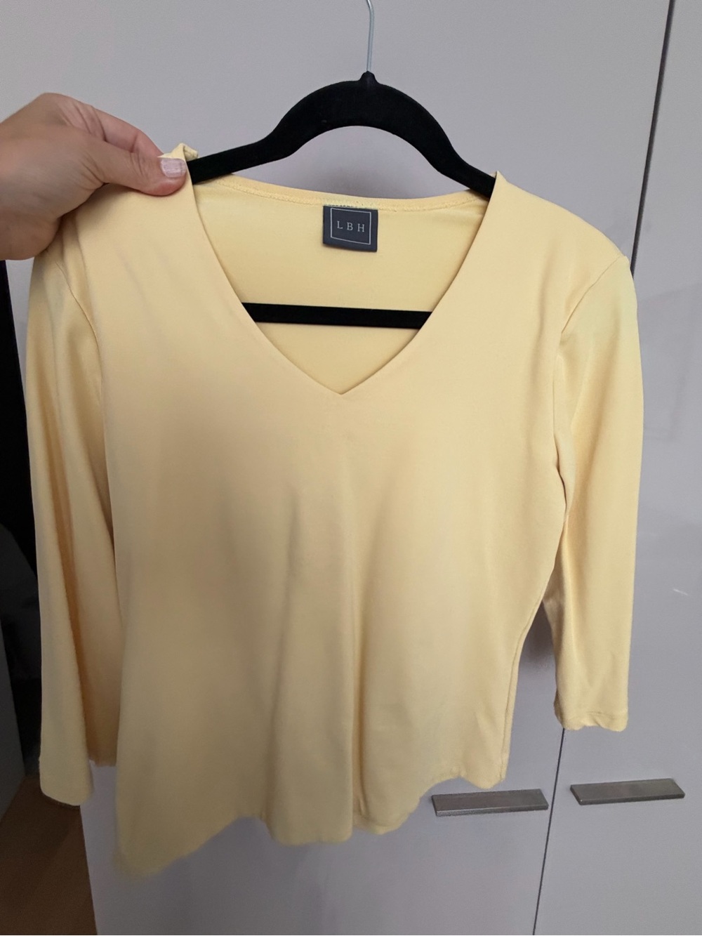 🗽🩶LBH Pale Yellow V-Neck Long Sleeve Top
